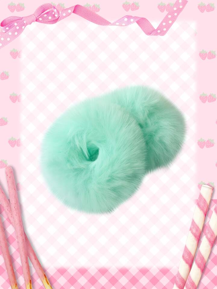 Kawaii 2pcs Solid Fluffy Hair Tie Cute ValentinesScrunchiesscrunchy Hair Ties