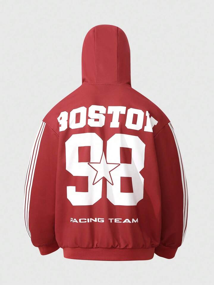 Prep Men's Sporty US City Name Slogan Print Zip-Up Hooded Sweatshirt, In Autumn/Winter 2 Prep Men's Sporty US City Name Slogan Print Zip-Up Hooded Sweatshirt, In Autumn/Winter