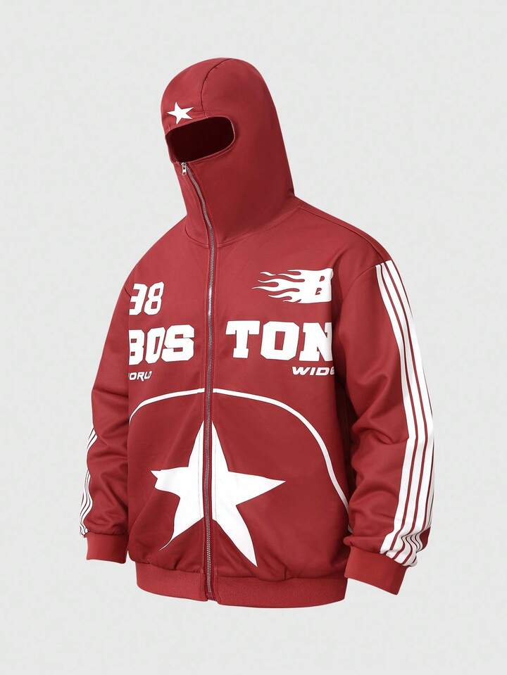 Prep Men's Sporty US City Name Slogan Print Zip-Up Hooded Sweatshirt, In Autumn/Winter 4 Prep Men's Sporty US City Name Slogan Print Zip-Up Hooded Sweatshirt, In Autumn/Winter