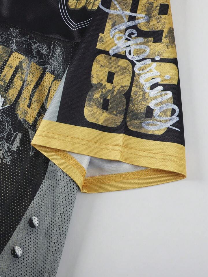 Prep Men's Basketball Jersey Short Sleeve T-Shirt, Sports Mesh Patchwork, Summer 5 Prep Men's Basketball Jersey Short Sleeve T-Shirt, Sports Mesh Patchwork, Summer