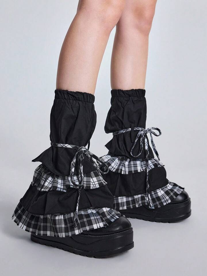 Anime 1 Pair Of Hot Girl Style Sub-Stacking Socks Cover, Punk Strap Lace Leg Cover, Personalized Leg Warmer