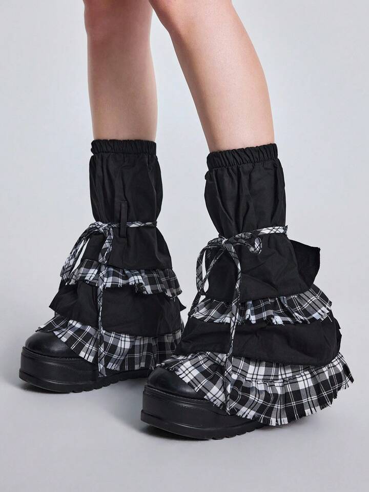 Anime 1 Pair Of Hot Girl Style Sub-Stacking Socks Cover, Punk Strap Lace Leg Cover, Personalized Leg Warmer