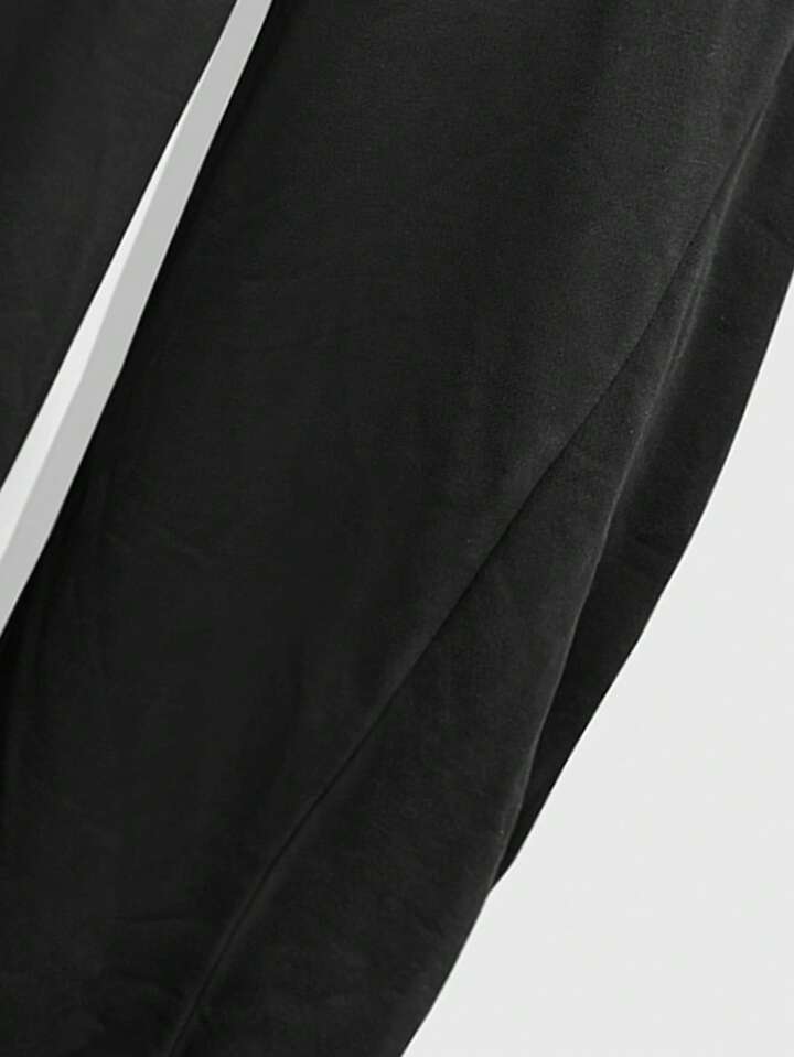 Prep Men's Casual Contrast Color Patchwork Curved Hem Sweatpants, Autumn/Winter