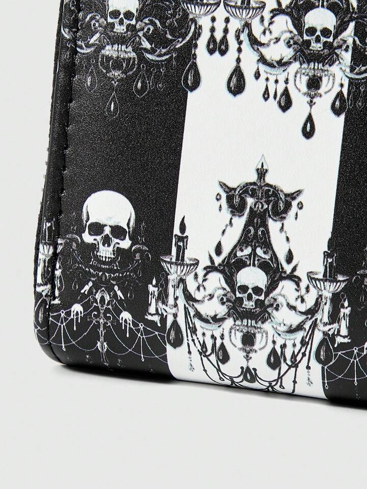 Goth 1-Piece Minimalist Skull Crystal Zipper Design Women's Short Wallet/Change Bag