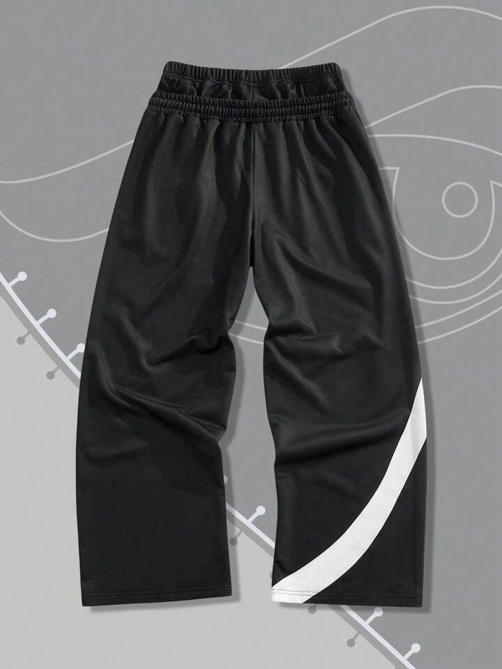 Black Jack X ROMWE Men's Casual Letter Graphic Drawstring Waistband Sweatpants