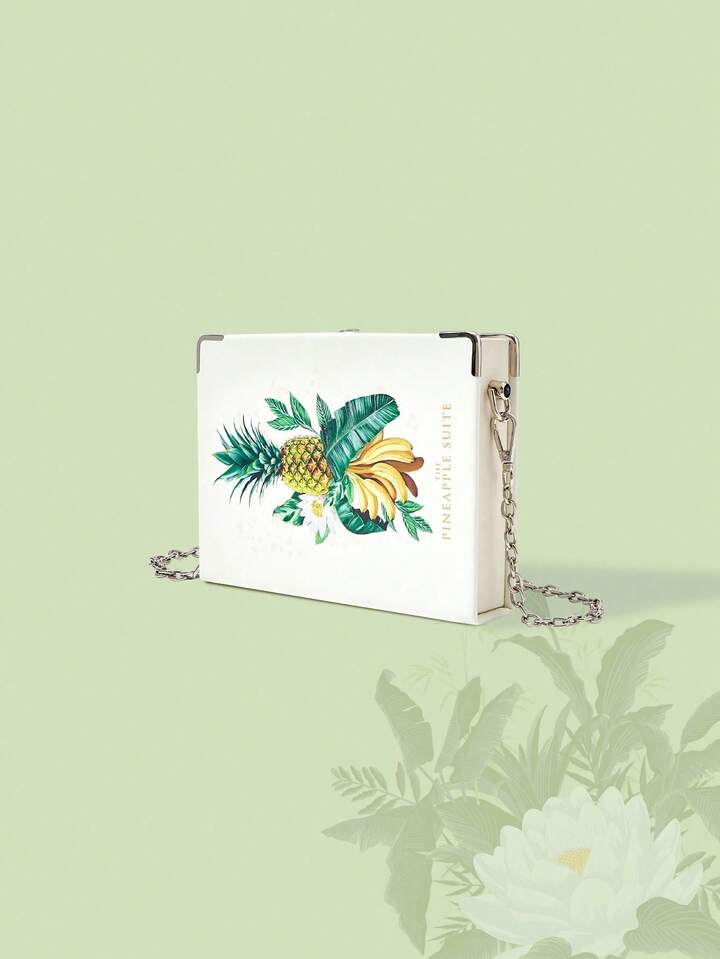 The White Lotus Tropical Fruit Print Chain Linked Book Box