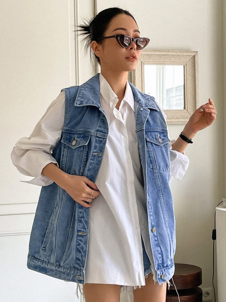 Single Breasted Sleeveless Denim Coat Y2k Women Jacket,Fall Women Clothes