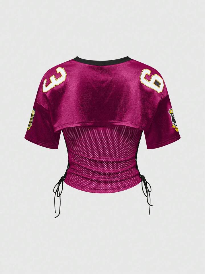 Street Life 2pcs/Set Street Style Sports Jersey Cropped T-Shirt & Tube Top