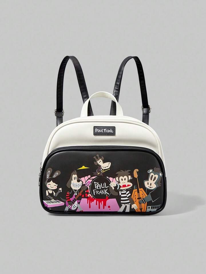 Paul Frank X ROMWE Women's Cartoon Pattern Retro Y2K Work Commute Versatile Large Capacity Fashionable Backpack