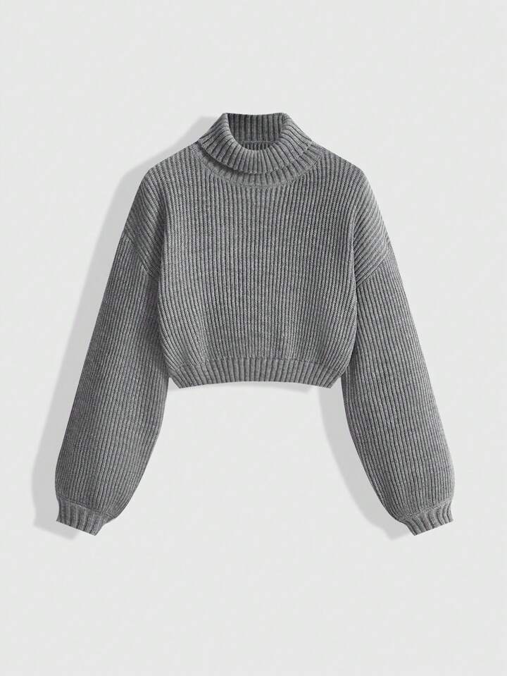 Plus Size Turtleneck Pullover Sweater, Versatile For Autumn/Winter