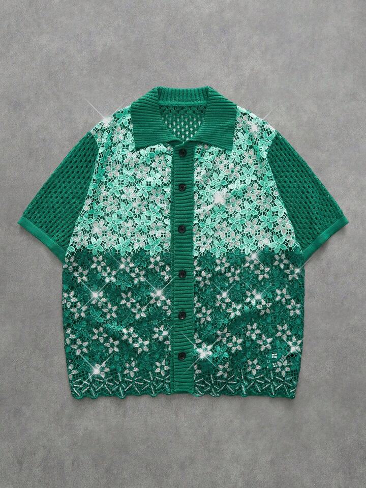 Men's Street Life Retro Collared Knitted Patchwork Sweater, Fashion