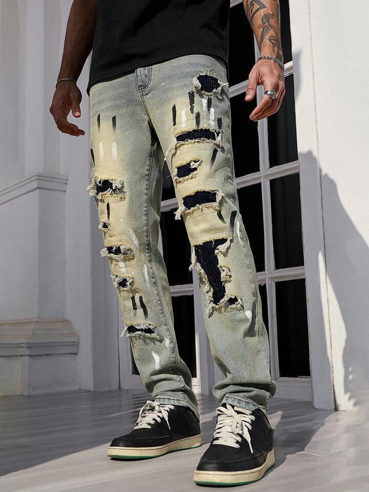 Street Life Men's Ripped Diamond Skinny Jeans Simple, Stylish And Casual Everyday 3 Street Life Men's Ripped Diamond Skinny Jeans Simple, Stylish And Casual Everyday