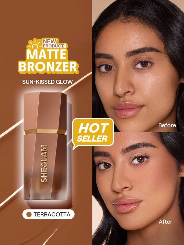 Sun Beam Matte Liquid Bronzer-Terracottabronzer Liquid Non-Greasy Long Lasting Natural Matte Bronzer Bronzing Weightless Contour Brand Beauty Makeup Face Paint Cosmetic For Women Girls Perfect For Winter Spring Ideal For Y2K Fancy Fashion Suitable For Birthday Gift Party Ready Best Color