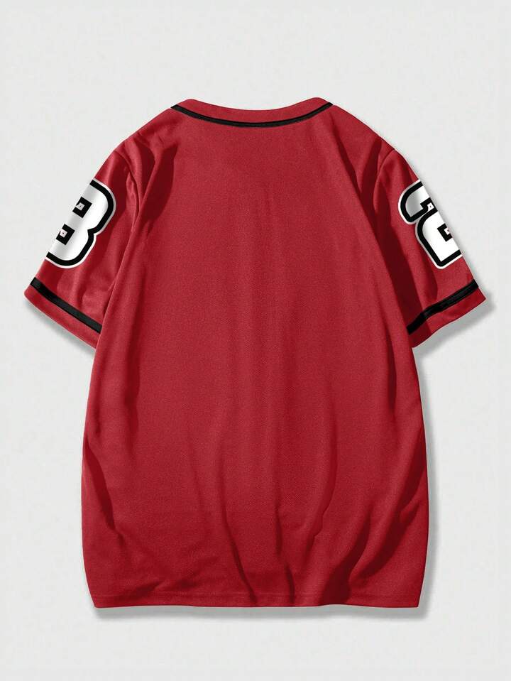 Preppy City Logo Print Front Button Casual Short Sleeve Shirt 2 Preppy City Logo Print Front Button Casual Short Sleeve Shirt