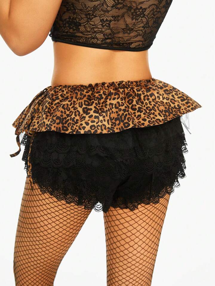 J-Fashion 1pc Women New Leopard Print Mesh Decor Western Style Dress With Belt, Versatile For Daily Wear