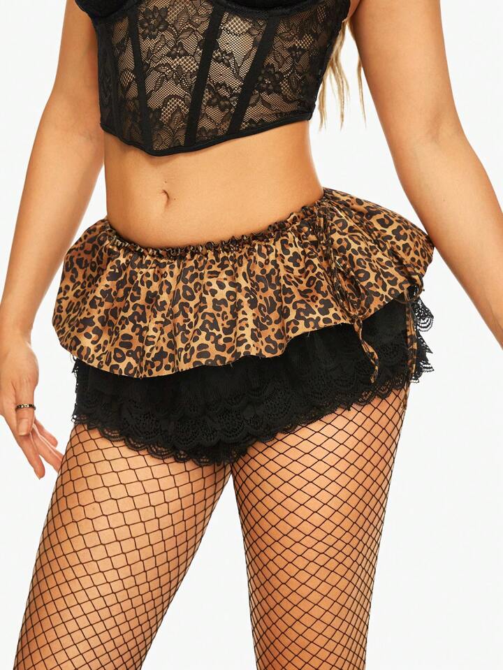 J-Fashion 1pc Women New Leopard Print Mesh Decor Western Style Dress With Belt, Versatile For Daily Wear 4 J-Fashion 1pc Women New Leopard Print Mesh Decor Western Style Dress With Belt, Versatile For Daily Wear