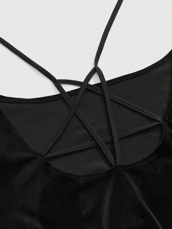 EDITION Christmas Plus Size Gothic Pentagram Velvet Flare Sleeve Top