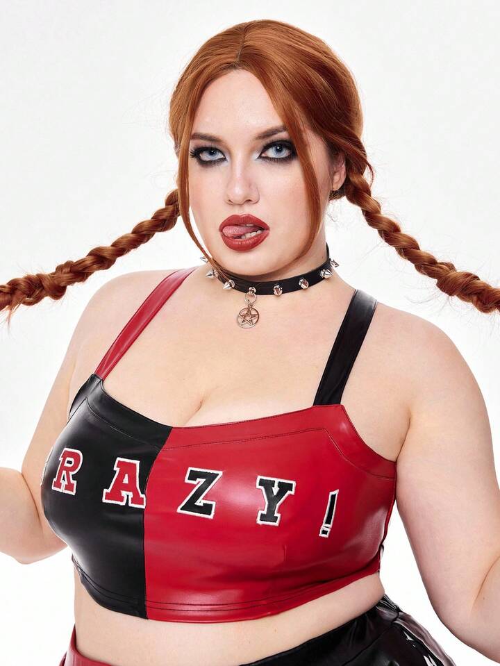 ROMWE Avant Plus Size Women Letter Graphic Camisole Top And Mini Skirt Costume Set 4 ROMWE Avant Plus Size Women Letter Graphic Camisole Top And Mini Skirt Costume Set