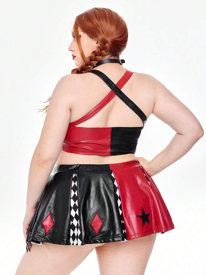 ROMWE Avant Plus Size Women Letter Graphic Camisole Top And Mini Skirt Costume Set 6 ROMWE Avant Plus Size Women Letter Graphic Camisole Top And Mini Skirt Costume Set