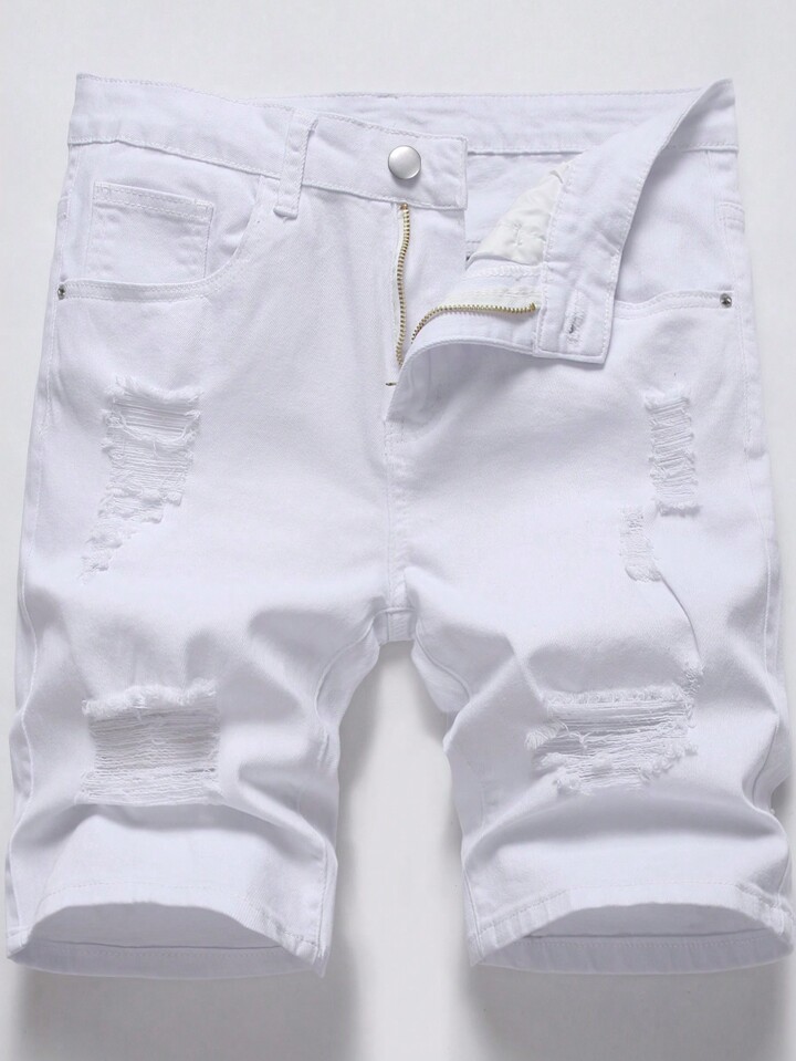 Guys Ripped Denim Shorts