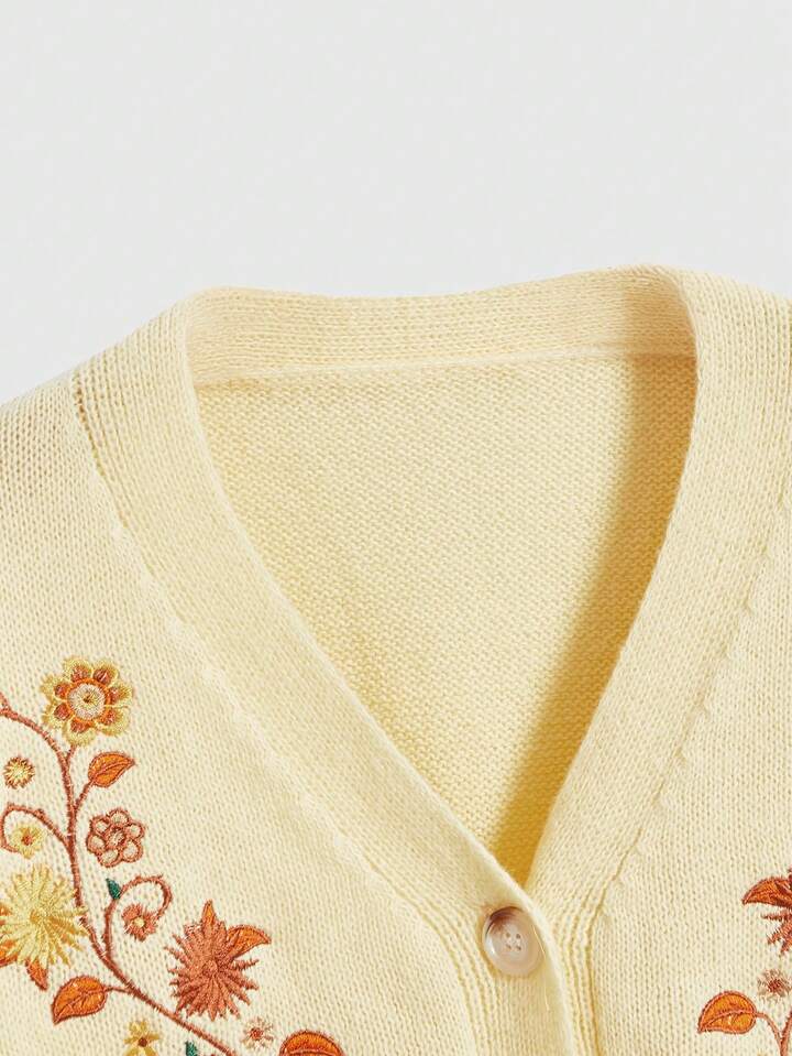 Hippie Women's Cottagecore Bohemian Embroidered Cardigan