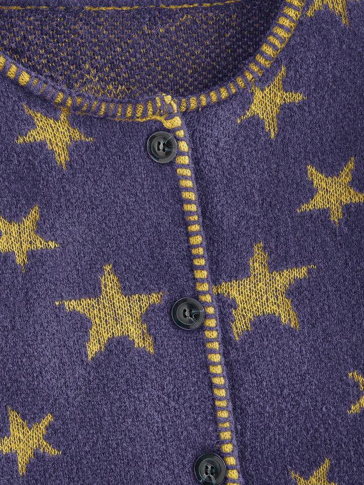 Hippie Women's Casual Pentagram Pattern Drop Shoulder Long Sleeve Knit Cardigan, Autumn/Winter 3 Hippie Women's Casual Pentagram Pattern Drop Shoulder Long Sleeve Knit Cardigan, Autumn/Winter