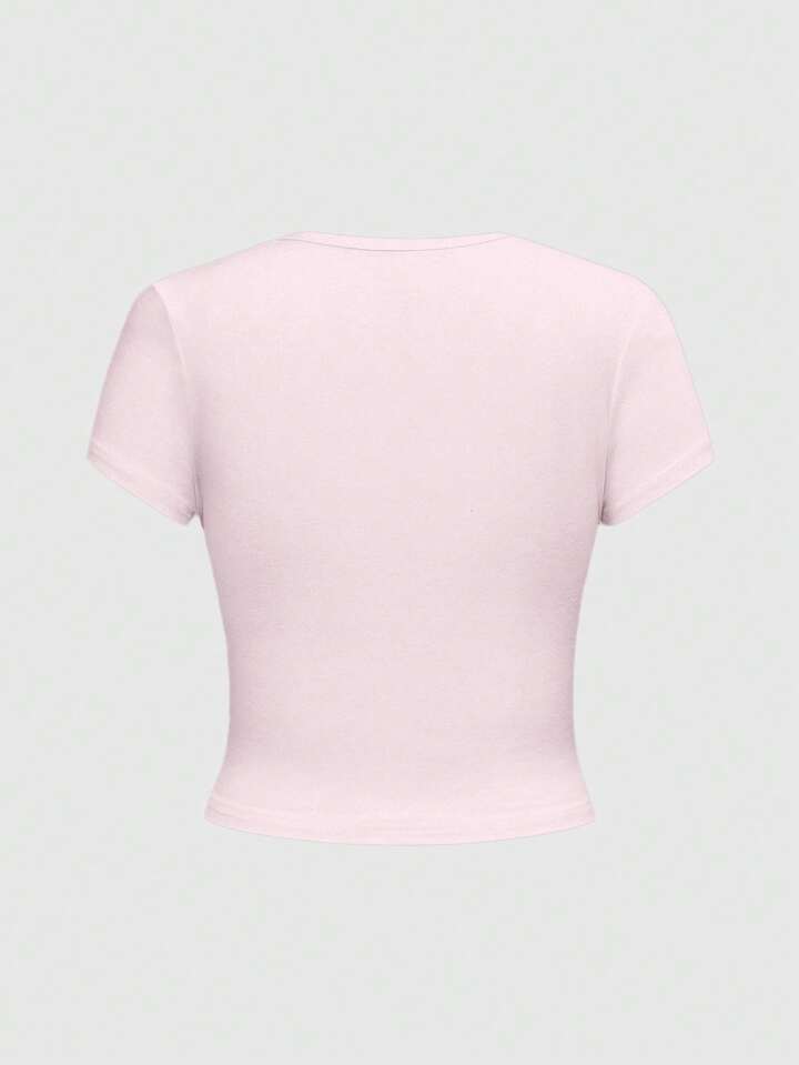 Kawaii Cute Lace Heart Rabbit Print Innocent College Style Sexy Women Short Sleeve T-Shirt 2 Kawaii Cute Lace Heart Rabbit Print Innocent College Style Sexy Women Short Sleeve T-Shirt