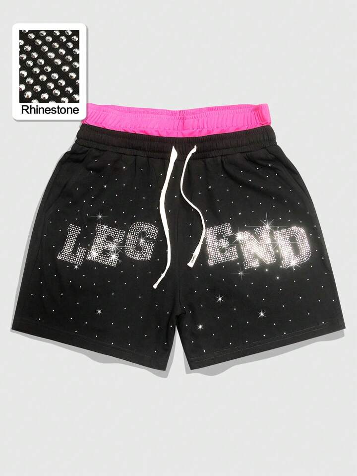 Men's Street Life Loose Fit Shorts With Sparkling Diamond Waistband