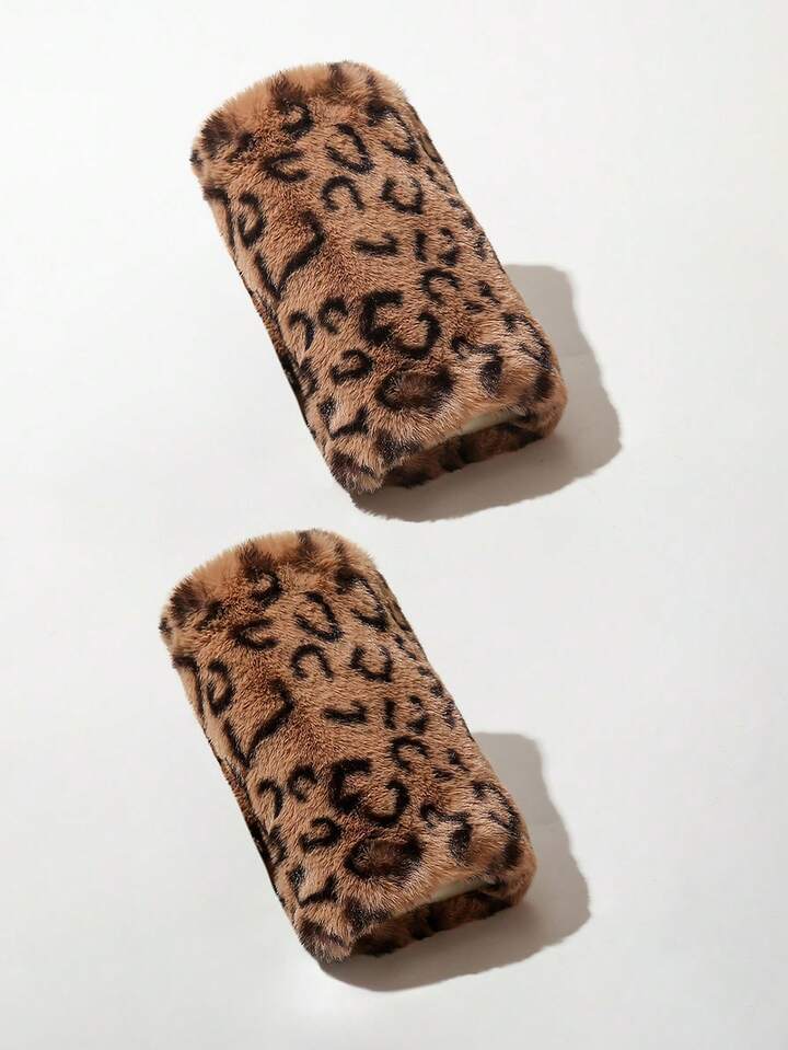 Kawaii 1 Pair Leopard Print Fingerless Gloves, Warm 2 Kawaii 1 Pair Leopard Print Fingerless Gloves, Warm