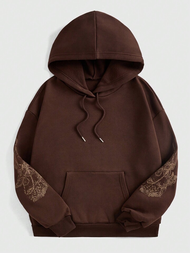 Fairycore Plus Size Butterfly Print Casual Hoodie Sweatshirt