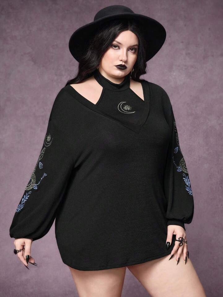 Gothic Snake Skin Floral Embroidery Plus Size Women 2 Pieces Set, Camisole + Outerwear Top 4 Gothic Snake Skin Floral Embroidery Plus Size Women 2 Pieces Set, Camisole + Outerwear Top