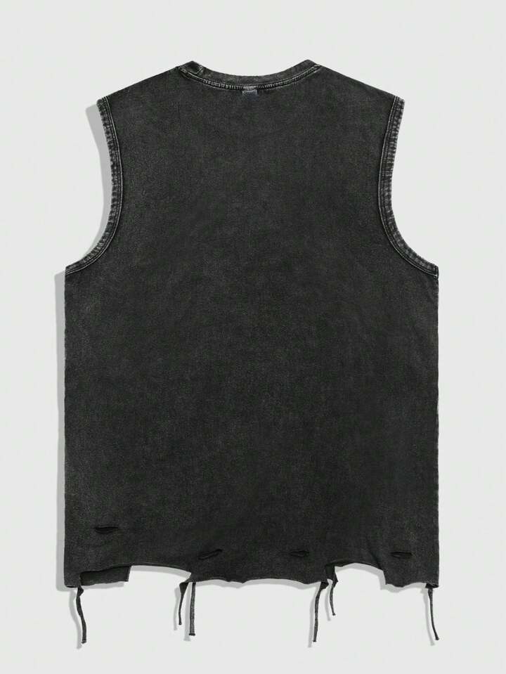 Grunge Punk Men Spider Washed Acid-Washed Casual Sleeveless Tank Top, Halloween 2 Grunge Punk Men Spider Washed Acid-Washed Casual Sleeveless Tank Top, Halloween