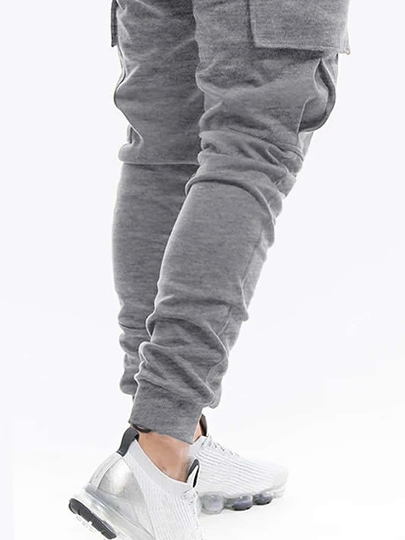 Casual Men Lightning Print Flap Pocket Sweatpants, School