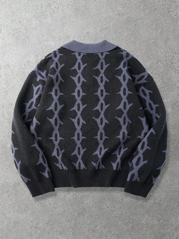 Men's Casual Printed Knit Sweater
