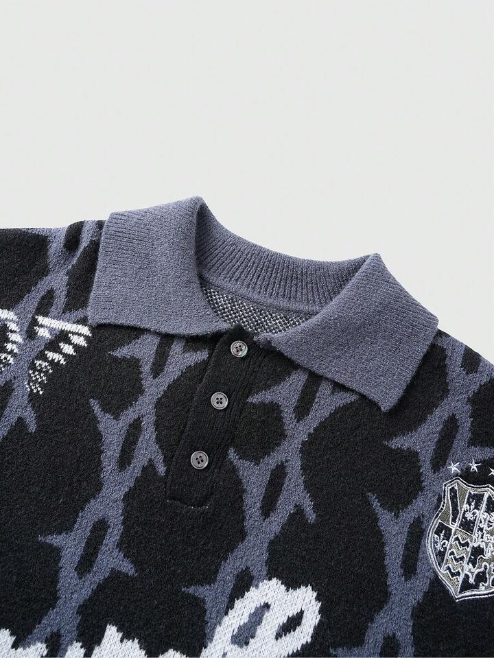 Men's Casual Printed Knit Sweater