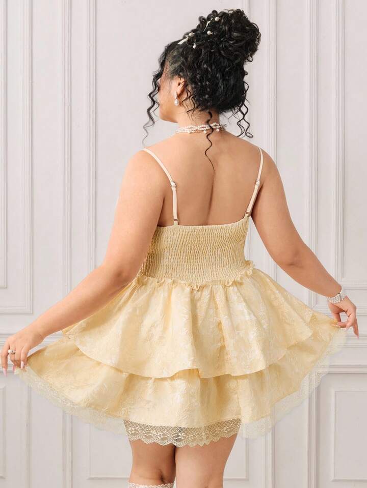 EDITION Plus Size Elegant Lace Patchwork Sleeveless Dress, Summer