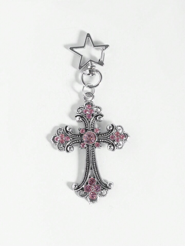 1 Pc Y2K Gothic Cross Bag Charm & Key Chain, Bag Accessory For Valentine's Day, Halloween
