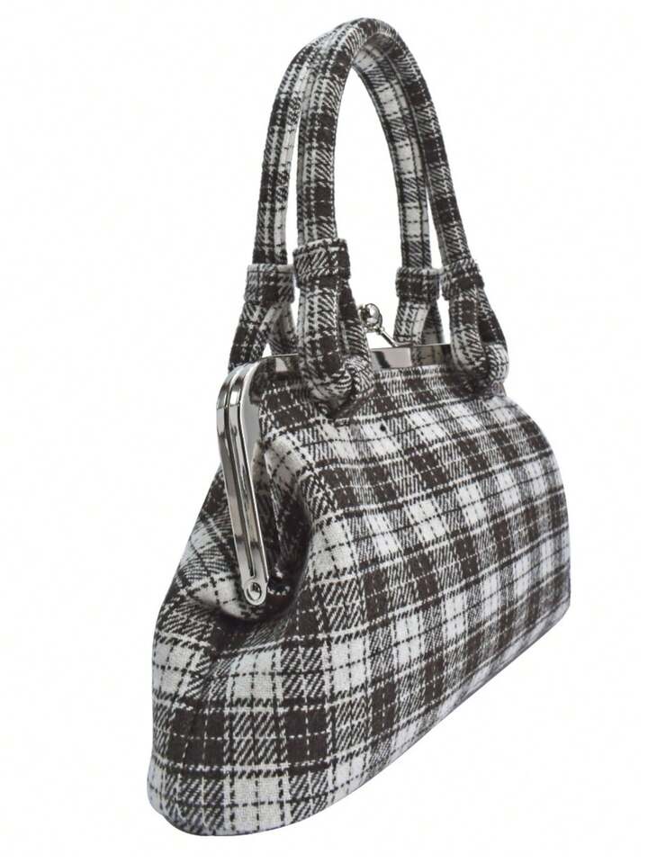 Fairycore Fashionable Elegant Plaid Bow Handbag