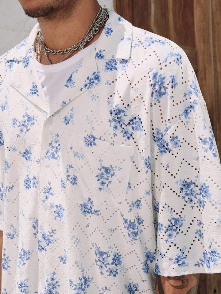 Casual Men's Boxy Fit Loose Vacation Shirt, Vacation
