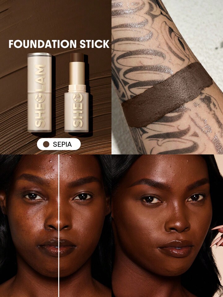 Skin Magnet High Coverage Foundation Stick-Sepia Long-Lasting Poreless Flawless Easy To Use Full Coverage Foundation Stick For All Skin Type Non-Fading Sweat-Proof Weightless Cruelty-Fre Smooth Natural Skin-Like Finish Breathable Foundation Stick Gentle Formula Foundation Makeup Brand Beauty Makeup Face Paint Cosmetic For Women Girls Perfect For Winter Spring Ideal For Y2K Fancy Fashion Suitable For Birthday Gift Party Ready Best Color
