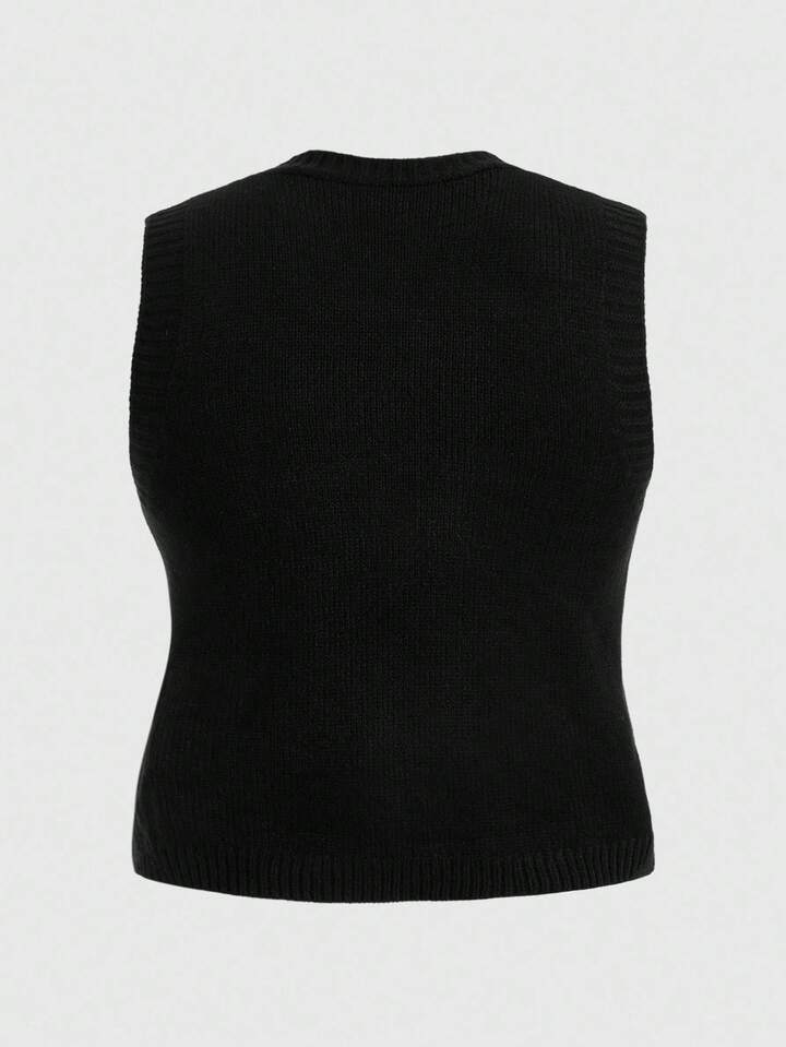Fairycore Plus Size Vintage Pumpkin Vine Embroidery Sweater Vest, Autumn/Winter, Halloween