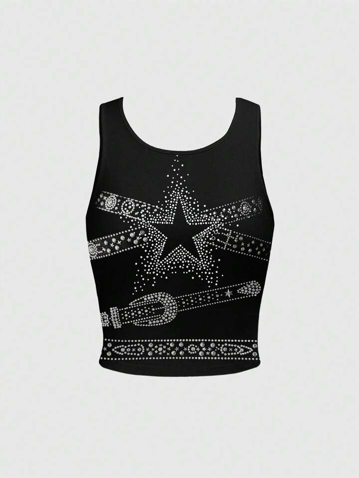 Grunge Punk Punk Rock Vintage Music Festival Studded Crop Top For Women
