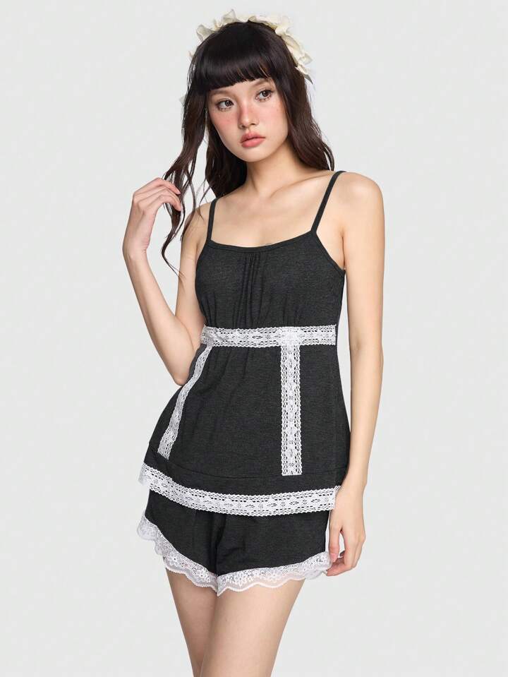 Kawaii Lace-Trimmed Pajama Set