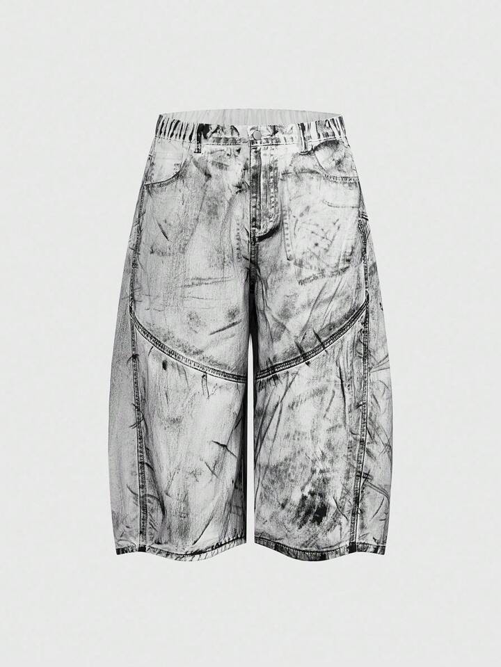 Street Life Men's Fashionable Washed & Distressed Wide-Leg Jeans