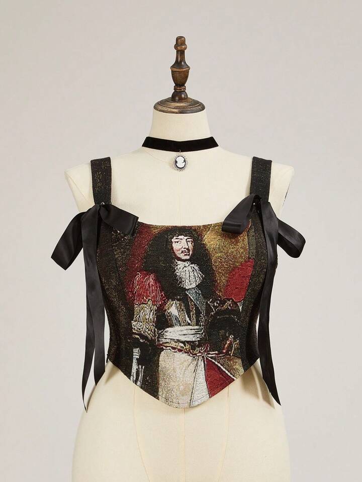 EDITION Medieval Court Portrait Jacquard Weave Fitted Plus Size Camisole