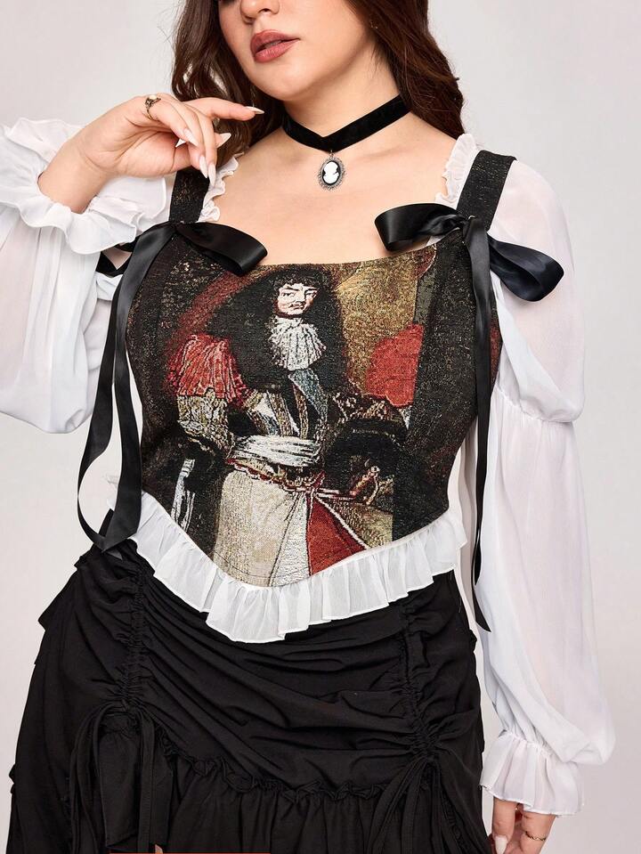 EDITION Medieval Court Portrait Jacquard Weave Fitted Plus Size Camisole