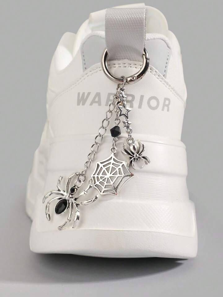 1pc Vintage Gothic Style Black Spider & Star Beaded Spider Web Pendant Necklace Chain, Shoe/Bag Decor
