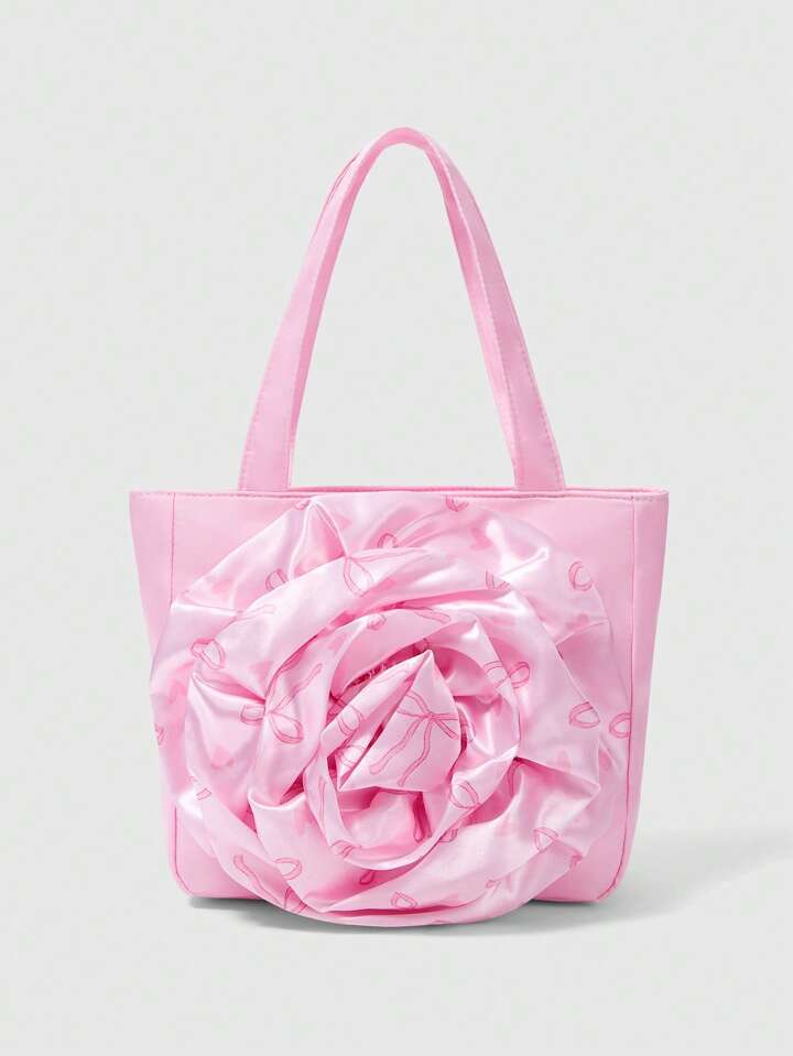 Kawaii Women's Fashion 3D Floral Decor Shoulder Bag
