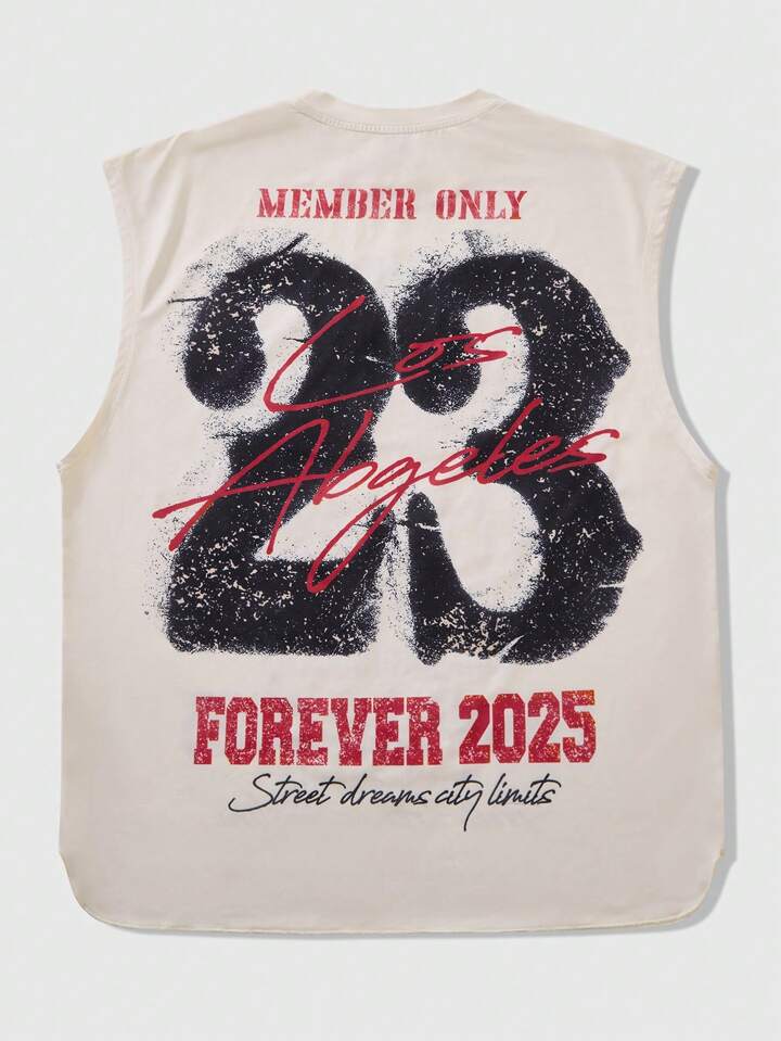 Men's Street Life Graphic Rhinestone Embellished Tank Top
