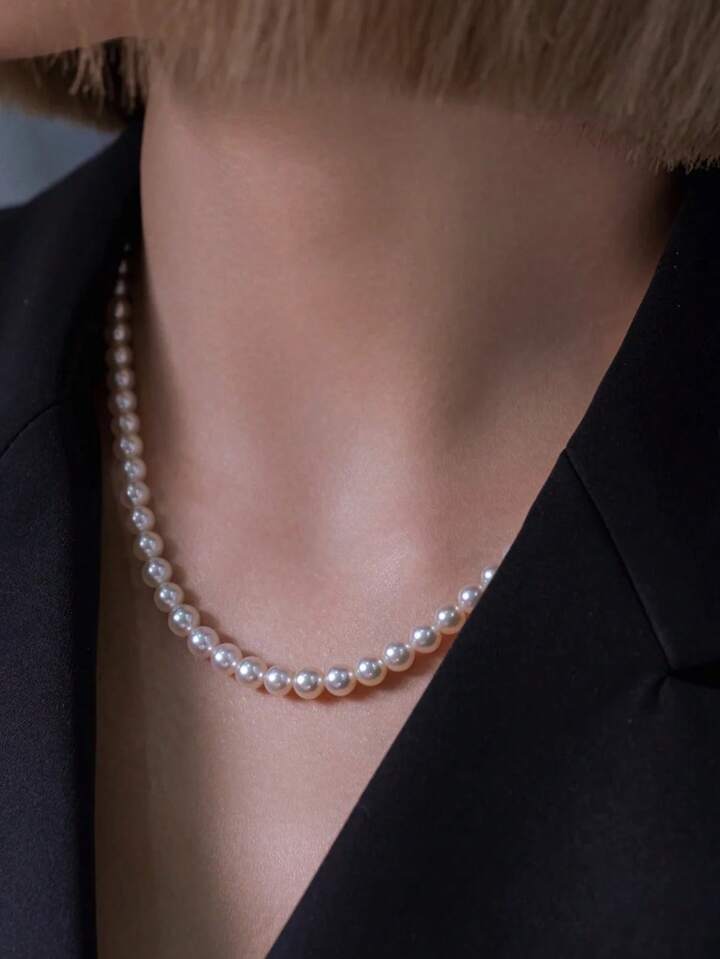 1pc Elegant Faux Pearl Beaded Necklace For Women For Daily Decoration